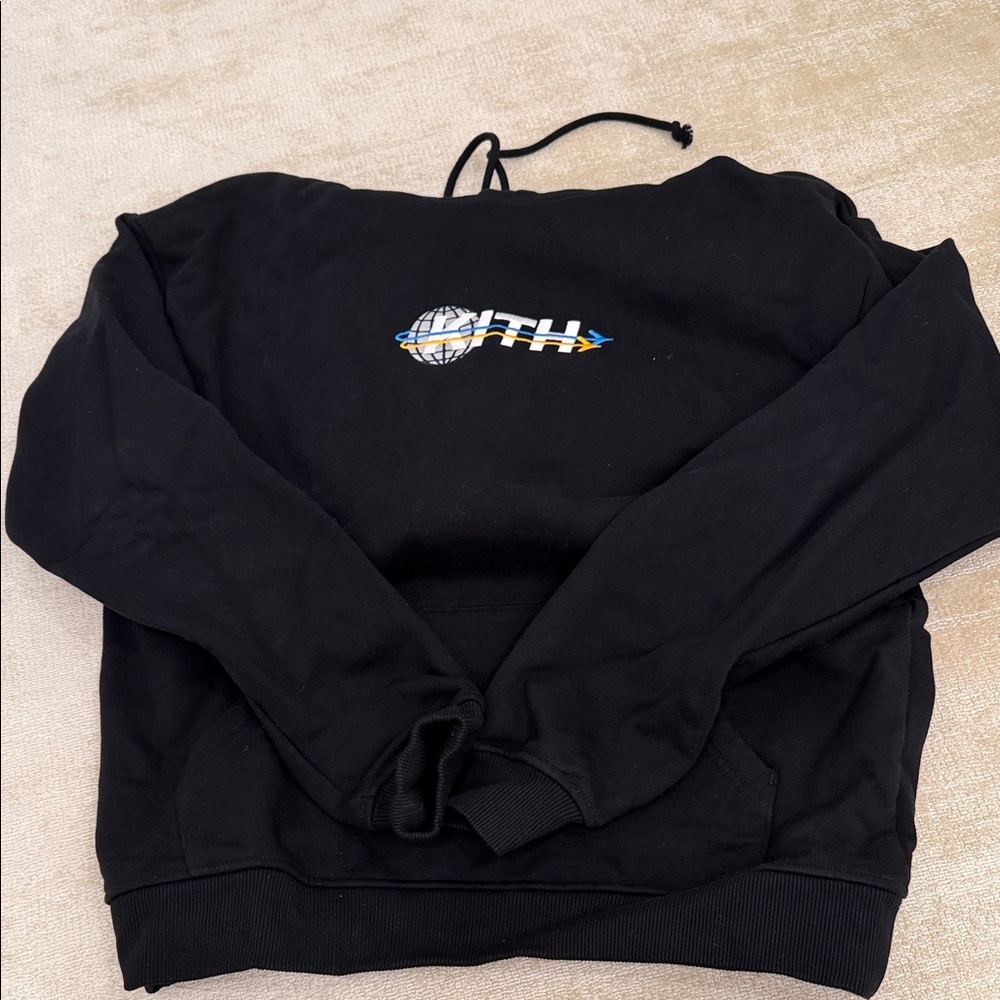 Kith Black Sweatshirt with Globe and Arrow Embroidery